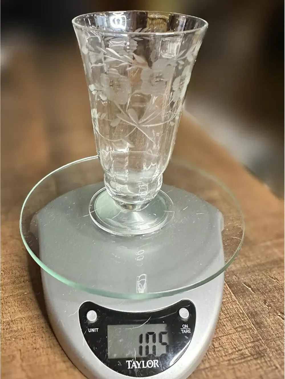 Vintage Etched Floral Glass Goblet - Elegant Footed Drinking Glass